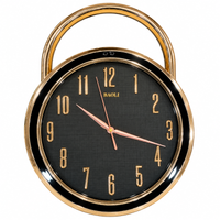 Anupam Black Dial Wall Clock with Gold Numerals and Decorative Loop Frame | Living Room, Bedroom and Office — product view 4