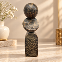 Anupam Dark Marble Effect Sphere and Geometric Abstract Sculpture | Living Room, Office and Gifting — product view 1