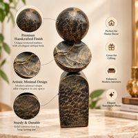 Anupam Dark Marble Effect Sphere and Geometric Abstract Sculpture | Living Room, Office and Gifting — product view 3