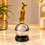 Anupam Gold Big Cat Figurine on Mirror Effect Sphere and Black Pedestal | Living Room, Office and Gifting — product view 1
