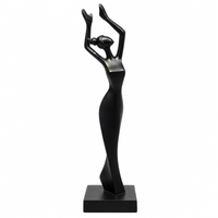 Anupam Black Abstract Dancer Sculpture with Raised Arms and Square Base | Living Room, Office and Gifting — product view 4