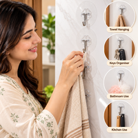 Anupam Transparent Adhesive Wall Hook Pack for Kitchen Bathroom and Everyday Organisation | Kitchen, Bathroom and Home Organisation — product view 2