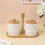 Anupam White Ribbed Ceramic Condiment Jar Set with Wooden Lids Tray and Carry Handle | Dining Table, Home and Festive Gifting — product view 1