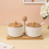 Anupam White Textured Ceramic Twin Bowl Set with Wooden Lids and Handled Tray | Dining Table, Home and Festive Gifting — product view 1