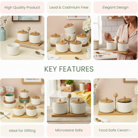 Anupam White Textured Ceramic Twin Bowl Set with Wooden Lids and Handled Tray | Dining Table, Home and Festive Gifting — product view 2