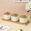 Anupam White Ribbed Ceramic Three Bowl Serving Set with Wooden Lids and Rectangular Tray | Dining Table, Home and Festive Gifting — product view 1