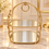 Anupam Gold Two Tier Mirrored Display Stand with Arched Metal Frame & Ring Detail, Gold Metal & Glass - product image 1