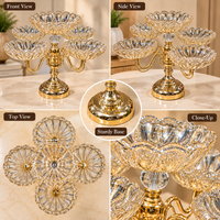 Anupam Gold Five Bowl Glass Centrepiece on Ornate Metal Pedestal for Dry Fruit Display, Gold Metal & Glass - product image 2