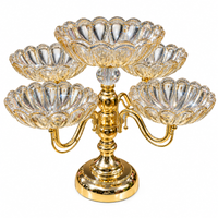 Anupam Gold Five Bowl Glass Centrepiece on Ornate Metal Pedestal for Dry Fruit Display, Gold Metal & Glass - product image 5