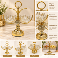 Anupam Gold Twin Scalloped Glass Bowl Dry Fruit & Chocolate Serving Stand with Floral Detail and Ring Handle — image 4