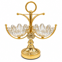 Anupam Gold Twin Scalloped Glass Bowl Dry Fruit & Chocolate Serving Stand with Floral Detail and Ring Handle — image 5