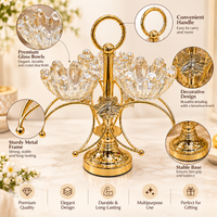 Anupam Gold Triple Scalloped Glass Bowl Dry Fruit & Candy Serving Stand with Ornate Floral Detail and Ring Handle — image 4
