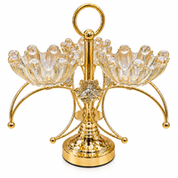 Anupam Gold Triple Scalloped Glass Bowl Dry Fruit & Candy Serving Stand with Ornate Floral Detail and Ring Handle — image 5