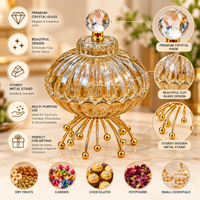 Anupam Gold Ribbed Glass Candy Jar with Lid, Faceted Knob & Decorative Metal Stand, Gold Metal & Glass - product image 3