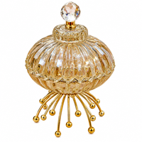 Anupam Gold Ribbed Glass Candy Jar with Lid, Faceted Knob & Decorative Metal Stand, Gold Metal & Glass - product image 5
