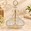 Anupam Gold Three Lidded Cut-Style Glass Bowl Dry Fruit & Mukhwas Serving Set with Scrollwork Stand and Ring Handle — image 1