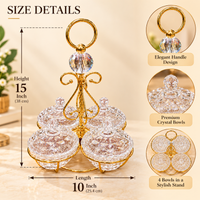 Anupam Gold Four Bowl Lidded Glass Dry Fruit & Candy Serving Set with Ring Handle, Gold Metal & Glass - product image 2