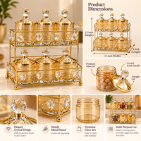 Anupam Gold Two-Tier Six Glass Jar Dry Fruit & Spice Storage Set with Crystal-Style Knob Lids and Decorative Metal Rack — image 3