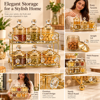 Anupam Gold Two-Tier Six Glass Jar Dry Fruit & Spice Storage Set with Crystal-Style Knob Lids and Decorative Metal Rack — image 4