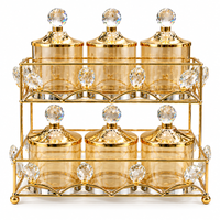 Anupam Gold Two-Tier Six Glass Jar Dry Fruit & Spice Storage Set with Crystal-Style Knob Lids and Decorative Metal Rack — image 5