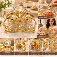 Anupam Gold Four Glass Jar Dry Fruit, Spice & Mukhwas Storage Set with Crystal-Style Knob Lids and Twin-Handle Metal Basket — image 4
