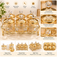 Anupam Gold Six Glass Jar Dry Fruit, Candy & Spice Storage Set with Crystal-Style Knob Lids and Decorative Metal Serving Rack — image 2