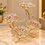 Anupam Gold Four Flower Bowl Glass Centrepiece with Branch Metal Stand for Table Decor, Gold Metal & Glass - product image 1