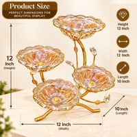 Anupam Gold Four Flower Bowl Glass Centrepiece with Branch Metal Stand for Table Decor, Gold Metal & Glass - product image 3