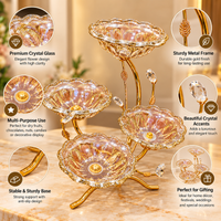 Anupam Gold Four Flower Bowl Glass Centrepiece with Branch Metal Stand for Table Decor, Gold Metal & Glass - product image 4