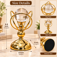 Anupam Gold Glass Orb Showpiece with Interlocking Metal Rings & Pedestal Base, Gold Metal & Glass - product image 2