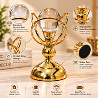 Anupam Gold Glass Orb Showpiece with Interlocking Metal Rings & Pedestal Base, Gold Metal & Glass - product image 4