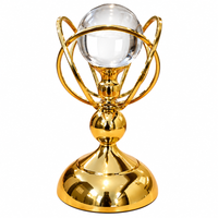 Anupam Gold Glass Orb Showpiece with Interlocking Metal Rings & Pedestal Base, Gold Metal & Glass - product image 5