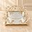 Anupam Gold Square Mirrored Decorative Tray with Glass Leaf Accents & Ball Feet, Gold Metal & Glass - product image 1