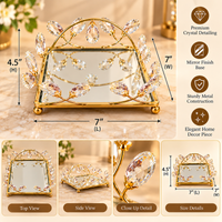 Anupam Gold Square Mirrored Decorative Tray with Glass Leaf Accents & Ball Feet, Gold Metal & Glass - product image 3