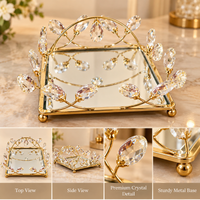 Anupam Gold Square Mirrored Decorative Tray with Glass Leaf Accents & Ball Feet, Gold Metal & Glass - product image 4