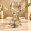 Anupam Gold & Silver Leaf Design Clear Glass Orb Showpiece with Ornate Metal Stand for Home, Office & Table Decor — image 1