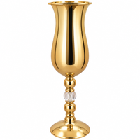 Anupam Gold Trumpet Flower Vase with Flared Rim, Glass Accent Stem & Pedestal Base, Gold Metal & Glass - product image 5