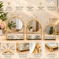 Anupam Gold Decorative Tabletop Mirrors Set of 3 with Floral Crowns & Mirrored Trays, Gold Metal & Glass - product image 2