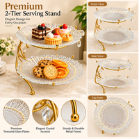 Anupam Gold Two Tier Glass Serving Stand with Curved Metal Frame & Hanging Accents, Gold Metal & Glass - product image 4