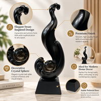 Anupam black swan inspired crystal sphere decorative showpiece AFU-184-18 features
