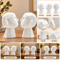 Anupam white geometric abstract face figurine pair AFU-184-46 multi view