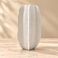 Anupam white sculptural leaf textured decorative vase showpiece AFU-184-5