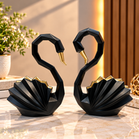 Anupam black and gold geometric swan figurine pair AFU-184-57 lifestyle