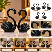 Anupam black and gold geometric swan figurine pair AFU-184-57 multi view