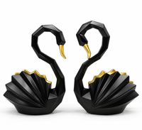 Anupam black and gold geometric swan figurine pair AFU-184-57 white background