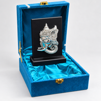 Anupam Lord Ganesha Brass Religious Plaque with Silver Tone Detailing and Black Base for Home Mandir Decor & Spiritual Gifting