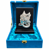 Anupam Lord Ganesha Brass Religious Plaque with Silver Tone Detailing and Black Base for Home Mandir Decor & Spiritual Gifting