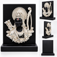 Anupam Ram Lalla Brass Religious Plaque with Silver Tone Crown and Black Base for Home Temple Decor & Festive Gifting