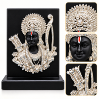 Anupam Ram Lalla Brass Religious Plaque with Silver Tone Crown and Black Base for Home Temple Decor & Festive Gifting