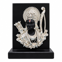 Anupam Ram Lalla Brass Religious Plaque with Silver Tone Crown and Black Base for Home Temple Decor & Festive Gifting